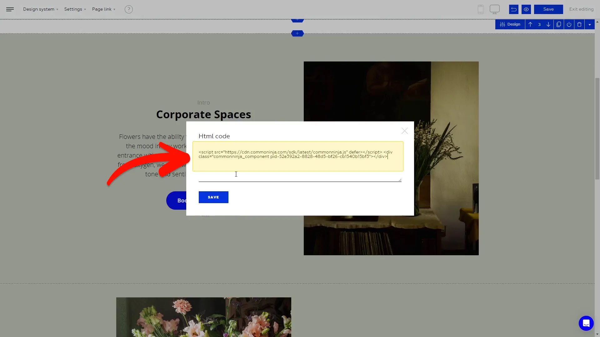 Add the Back to Top Button embed code