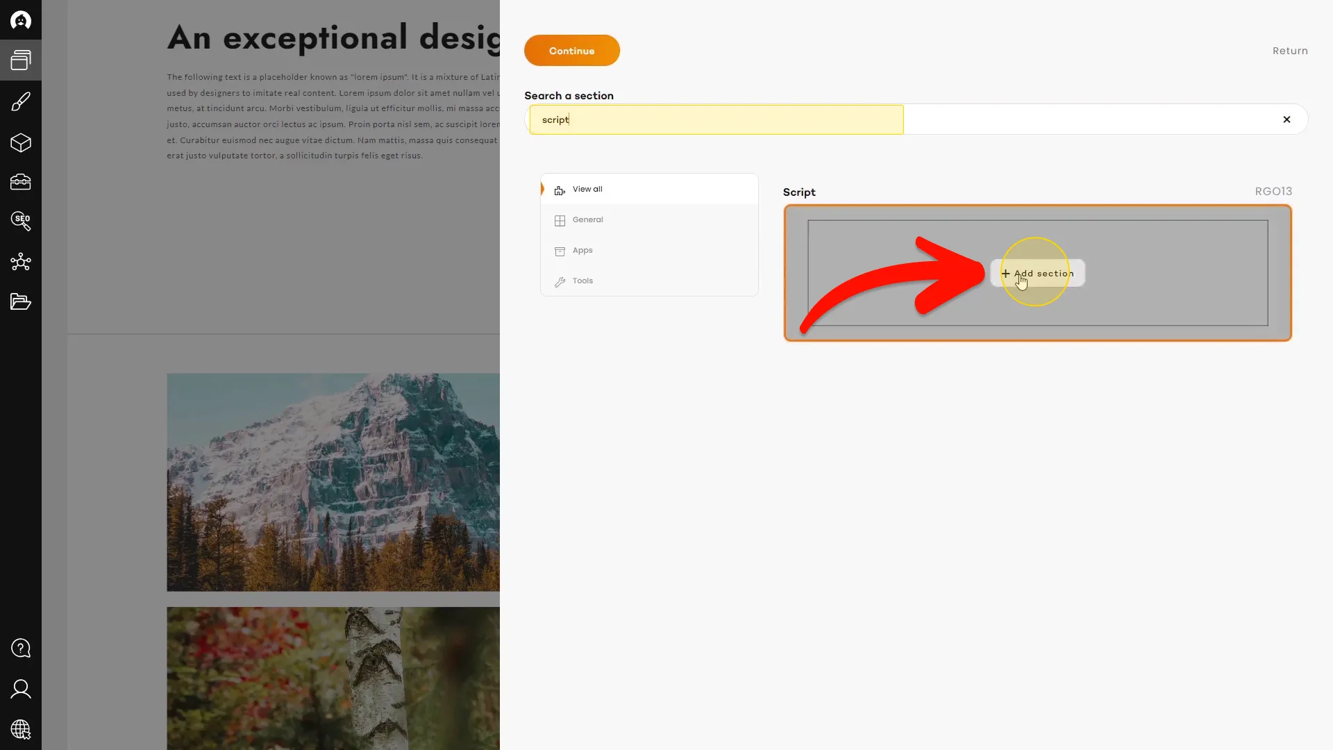 Select Script Section