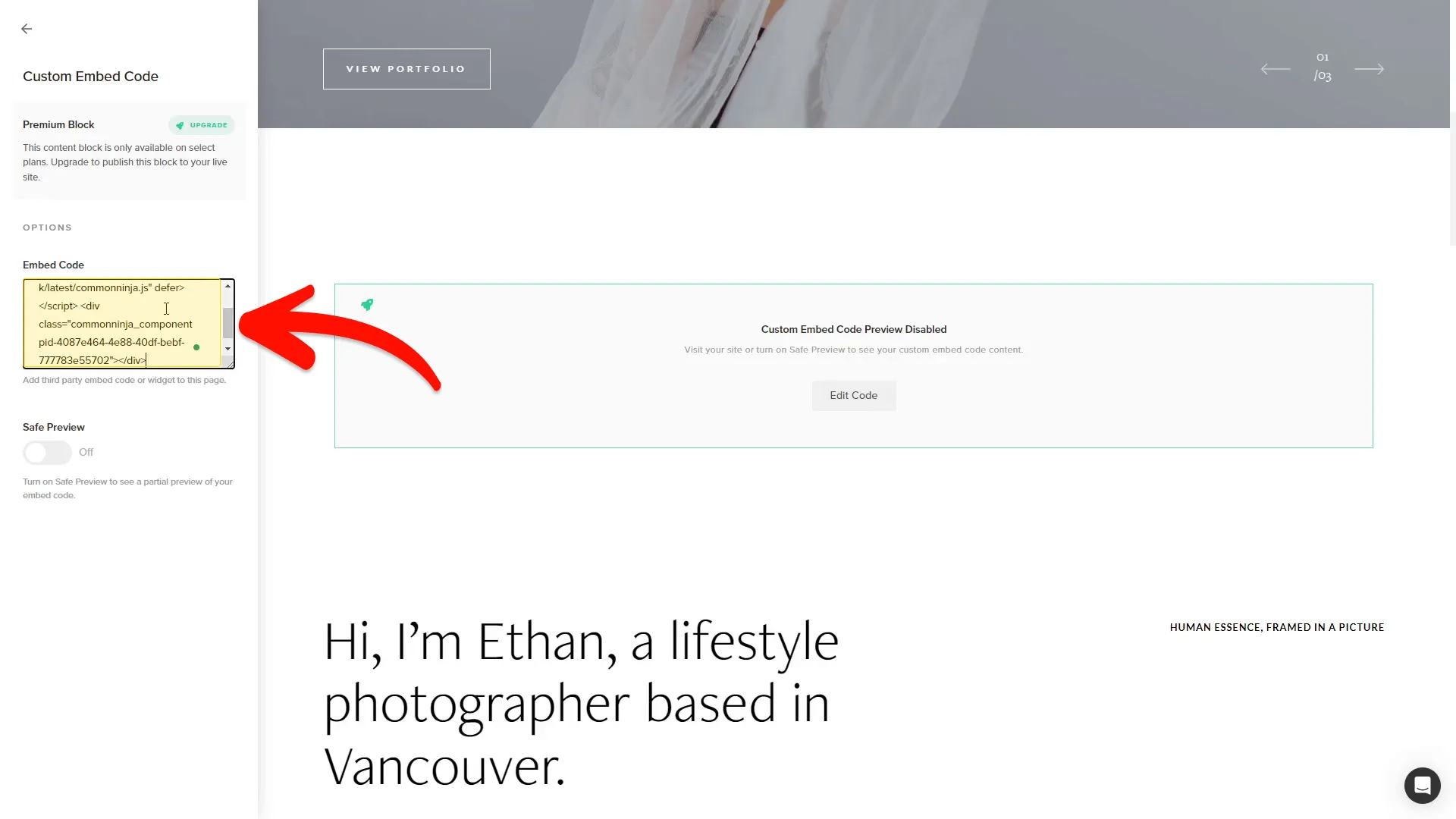 Add the Code Snippets Embed Code