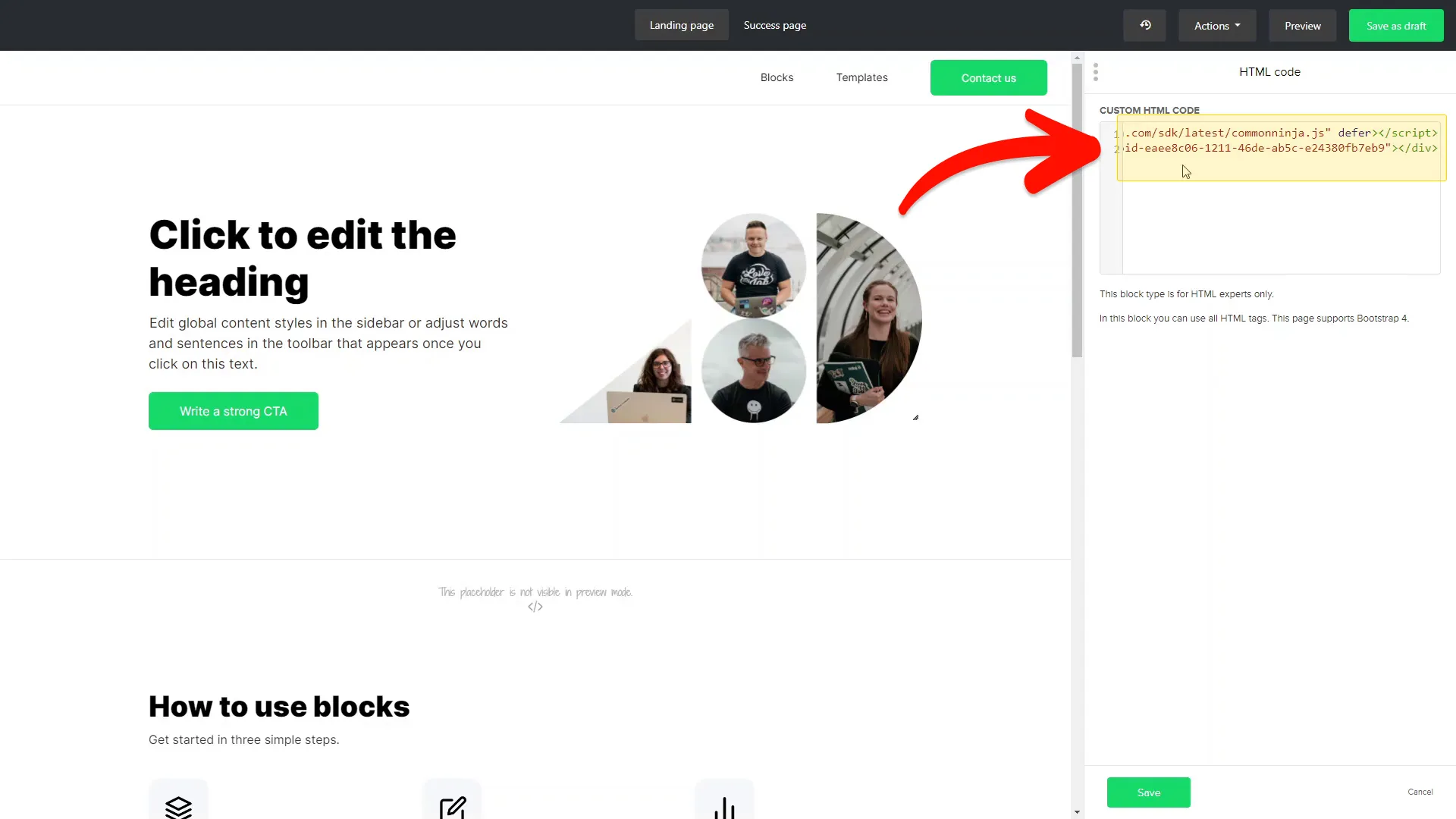 Add the Cookies Consent Bar embed code