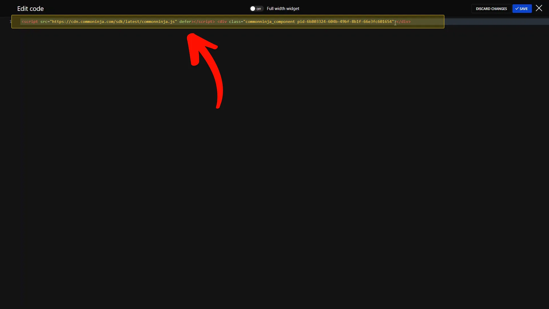 Add the Back to Top Button embed code