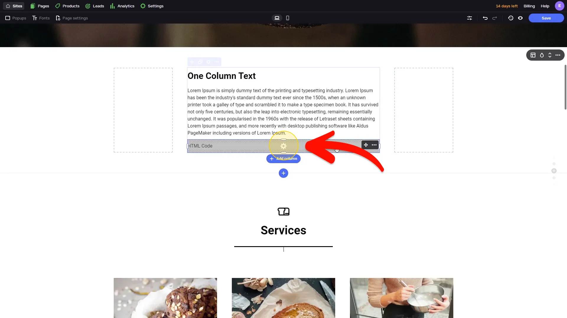 Enter the HTML editor