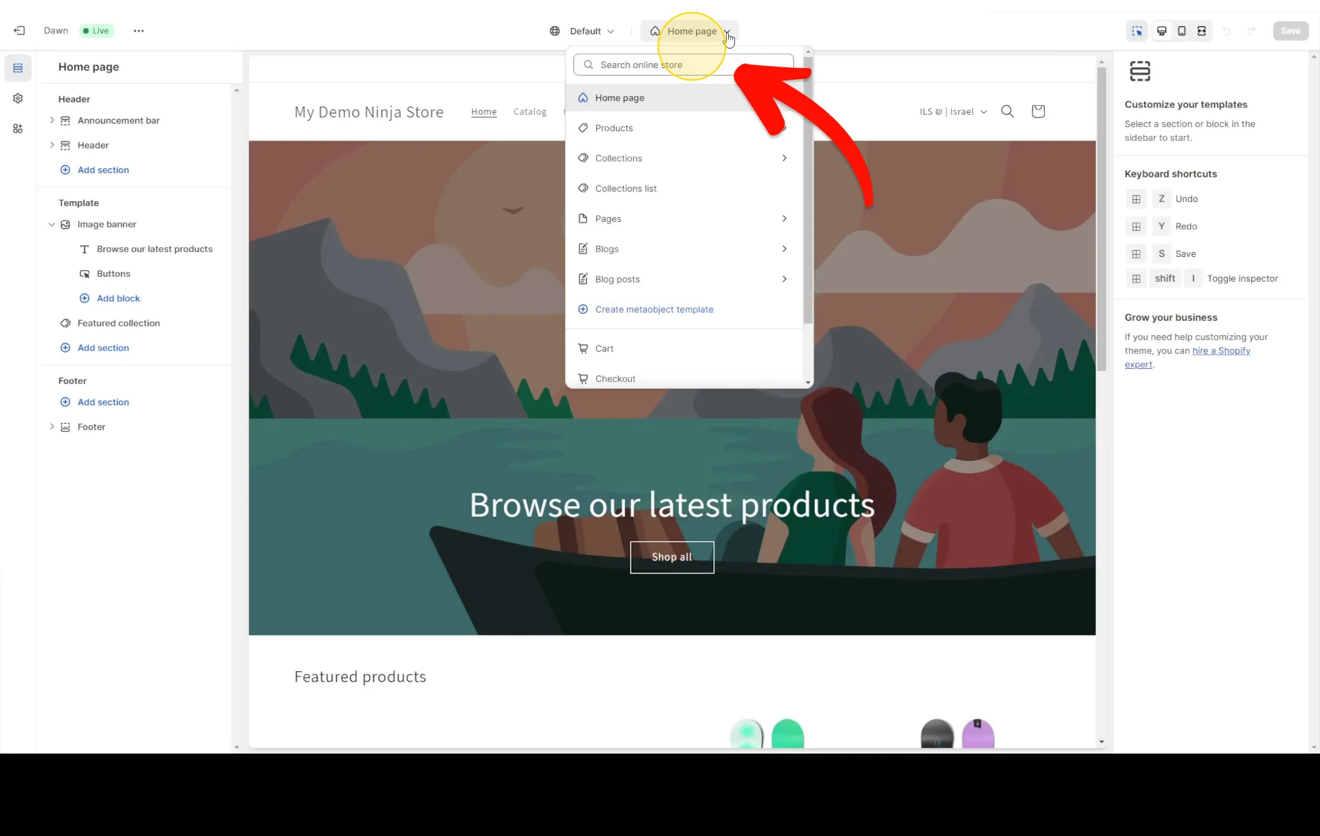 Select the page you wish to add your Image Accordion app