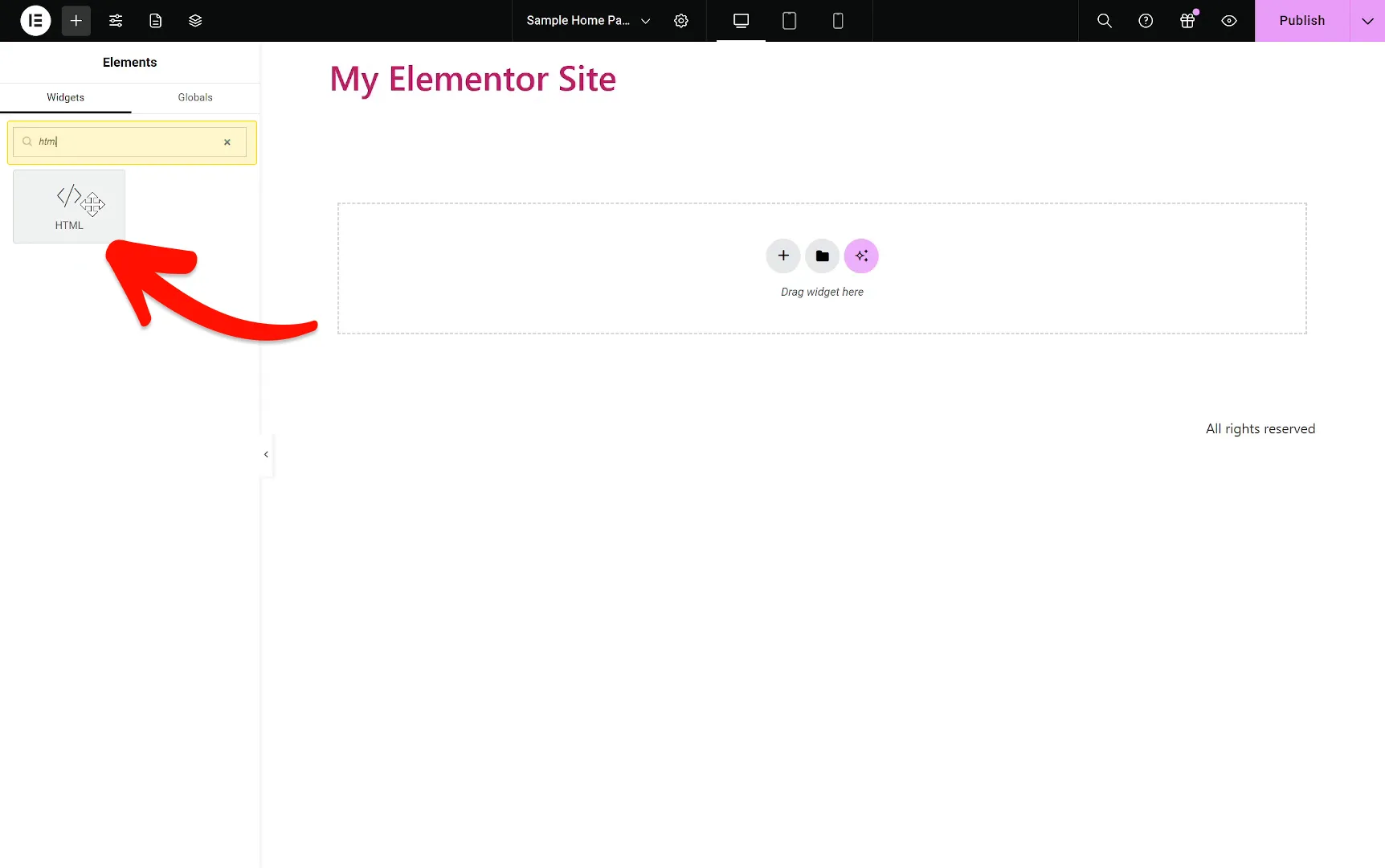 Or use the search to find the HTML Widget