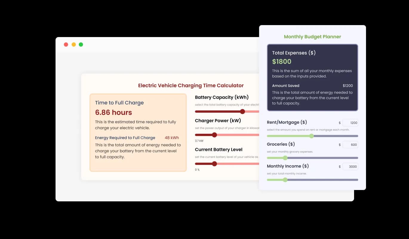 Calculator - Selection of Webflow Calculator Design Skins