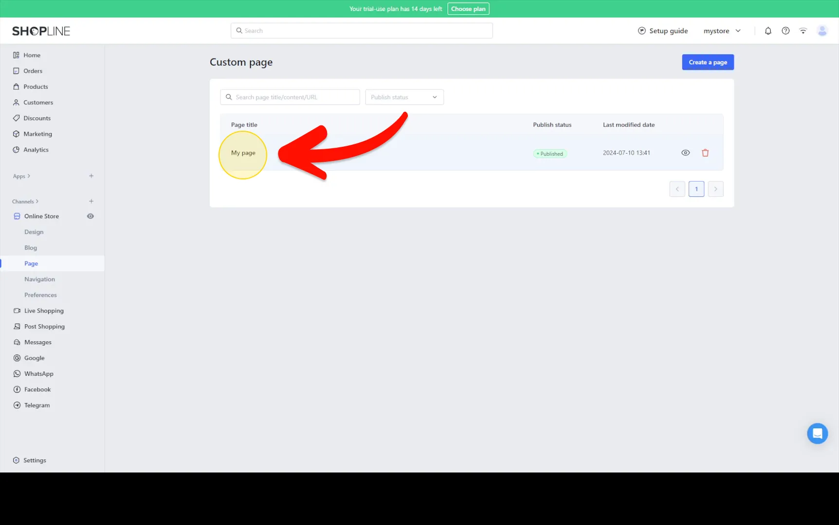 Edit the page you wish to add the widget