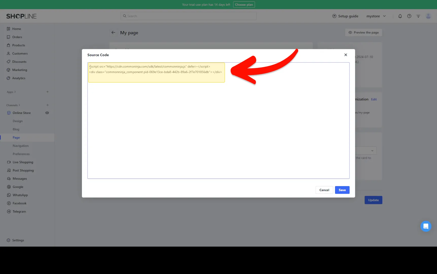 Add the Telegram Chat embed code