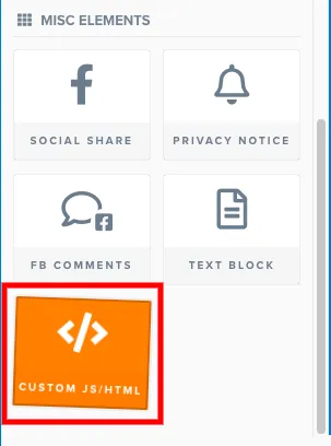 Select the “Custom JS/HTML” Element