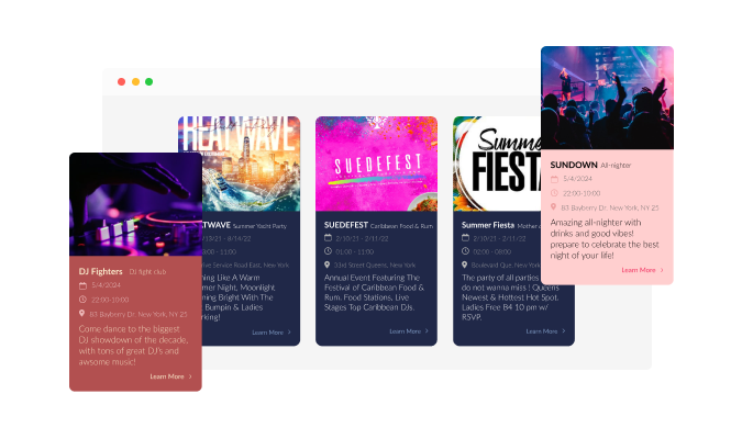 Event List - Colorful skins selection for your Unbounce landing page