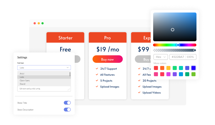 Pricing Tables - Fully Customizable app