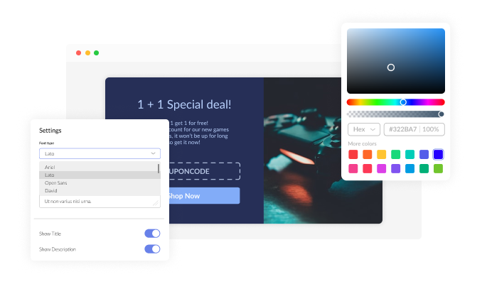 Coupon Popup - You can fully customize the integration design