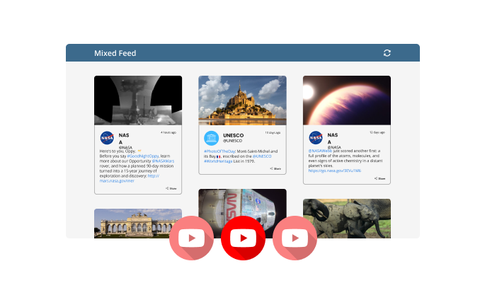 YouTube Feed - A variety of YouTube feed types 