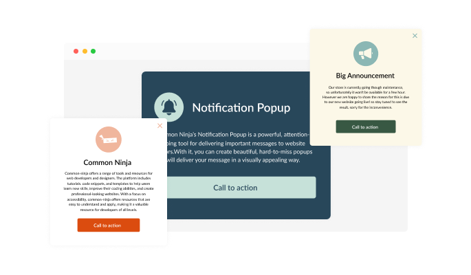 Notification Popup - A wide variety of skins to choose from for your Webflow website