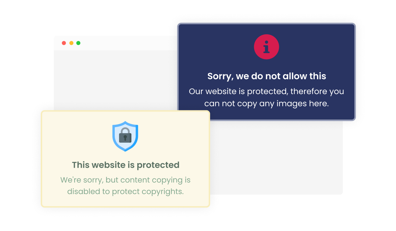 Right Click Protection - Personalized Message Accompanied by Unique Icons or Images
