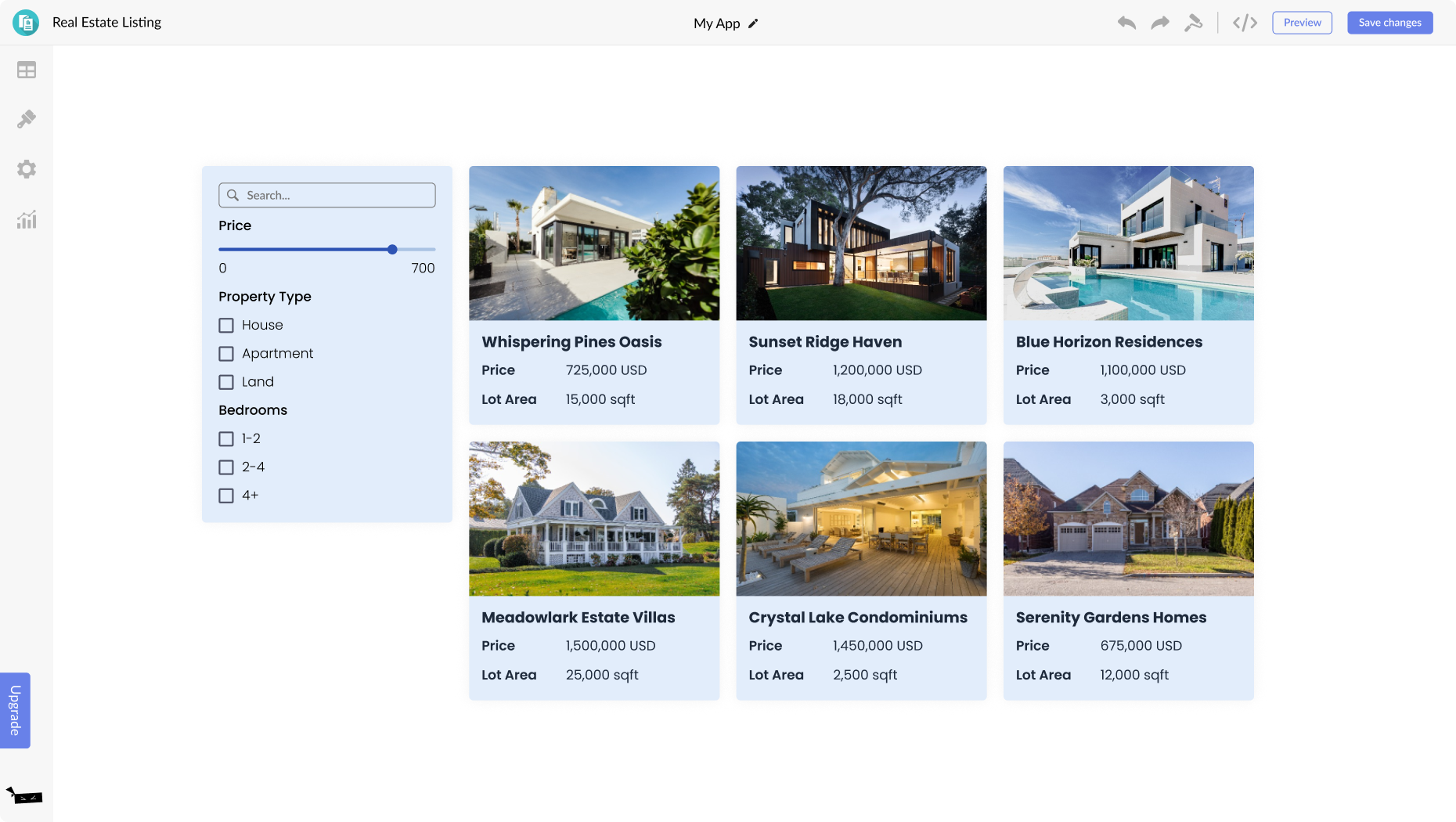 Real Estate Listings for Bootstrap Studio