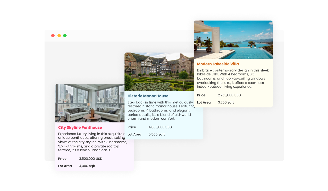 Real Estate Listings - Select from multiple design skins