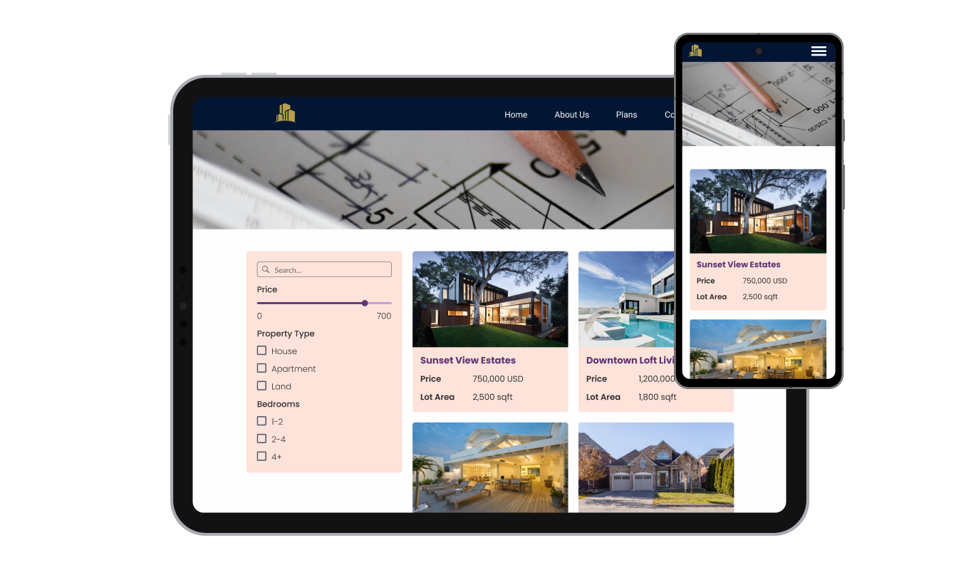 Real Estate Listings - Adaptive Display on All Devices