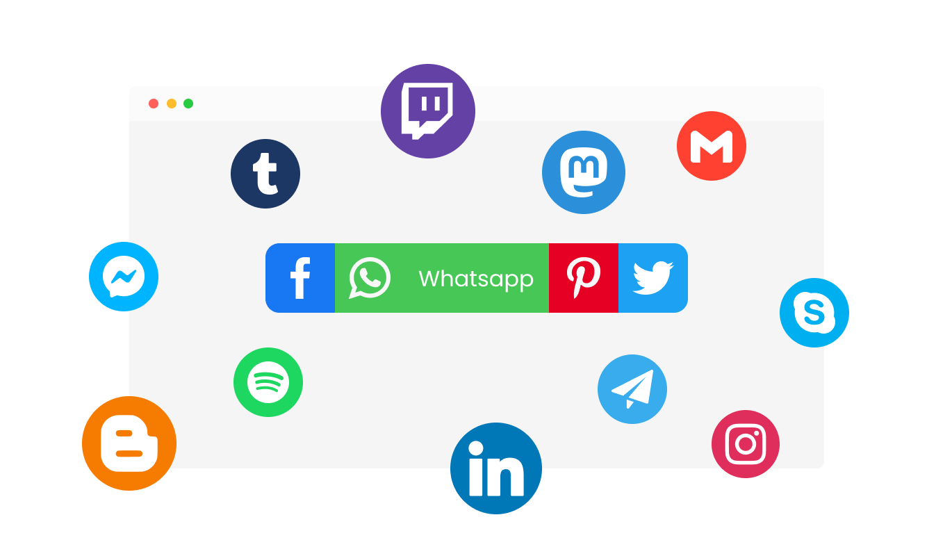 Social Share Buttons - Broad Selection of Social Media Platforms with Sharing Buttons